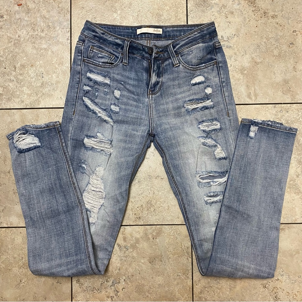Day Trip Size 24R Lynx Skinny Factory Distress Blue Jeans